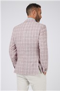  Heather Pink Linen Check Regular Fit Jacket