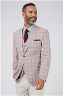  Heather Pink Linen Check Slim Fit Jacket
