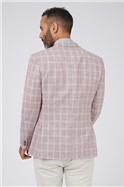  Heather Pink Linen Check Slim Fit Jacket