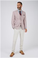  Heather Pink Linen Check Slim Fit Jacket