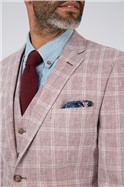  Heather Pink Linen Check Slim Fit Jacket