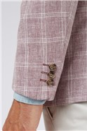  Heather Pink Linen Check Slim Fit Jacket