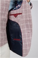  Heather Pink Linen Check Slim Fit Jacket