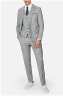  Slim Fit Grey & Pale Blue Check Waistcoat