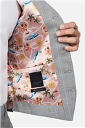  Slim Fit Grey & Pale Blue Check Waistcoat