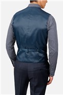  Navy Tonal Check Slim Fit Waistcoat