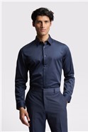  Slim Fit Navy Sateen Shirt