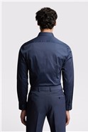  Slim Fit Navy Sateen Shirt