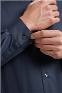  Slim Fit Navy Sateen Shirt