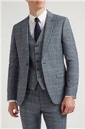  Dusty Blue Tonal Check Slim Fit Waistcoat