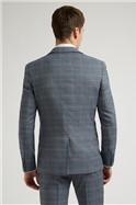  Dusty Blue Tonal Check Slim Fit Waistcoat
