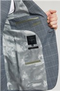  Dusty Blue Tonal Check Slim Fit Waistcoat