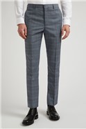  Dusty Blue Tonal Check Slim Fit Waistcoat