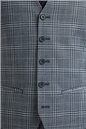  Dusty Blue Tonal Check Slim Fit Waistcoat