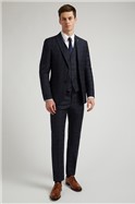  Textured Navy Rust Slim Fit Waistcoat