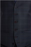  Textured Navy Rust Slim Fit Waistcoat