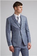  Soft Blue Overcheck Slim Fit Jacket