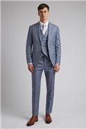  Soft Blue Overcheck Slim Fit Jacket