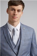  Soft Blue Overcheck Slim Fit Jacket