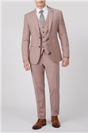  Dusty Pink Sharkskin Slim Fit Trousers