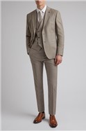  Oatmeal Sharkskin Slim Fit Waistcoat