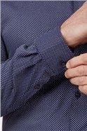  Navy Circle Weave Slim Fit Shirt