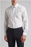  White Oversized Floral Jacquard Slim Fit Shirt