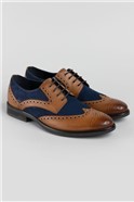  Tan Navy Leather Brundle Brogues