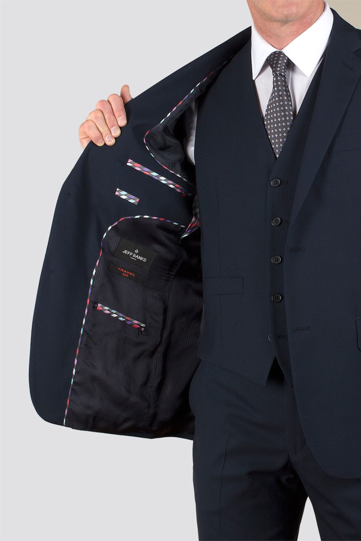 Jeff Banks | Navy Wool Blend Travel Suit for Men | Suit Direct