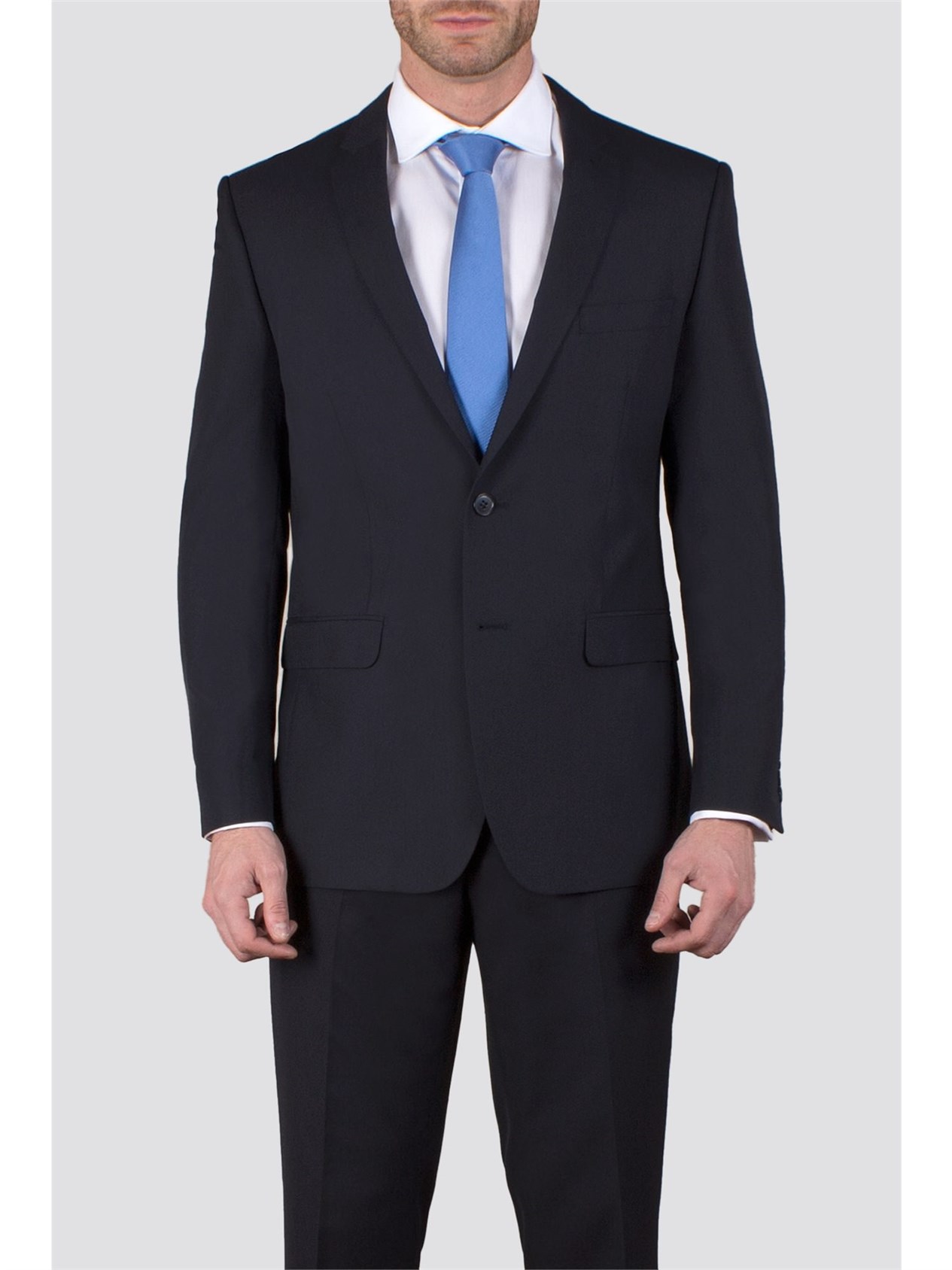 Navy Plain Weave Tailored Fit Suit Jacket Suit Direct
