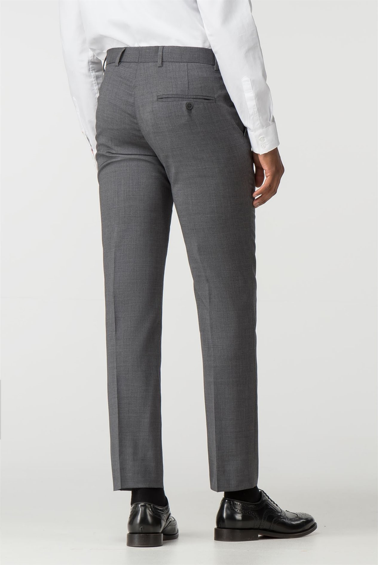 Ben Sherman Grey Textured Plain Front Slim Fit Kings Suit Trouser