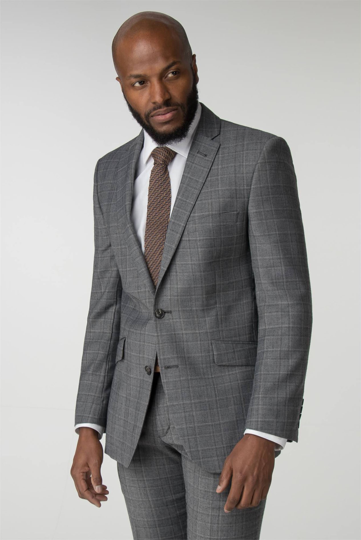 Racing Green Grey And Oatmeal Check Tailored Fit Suit Jacket