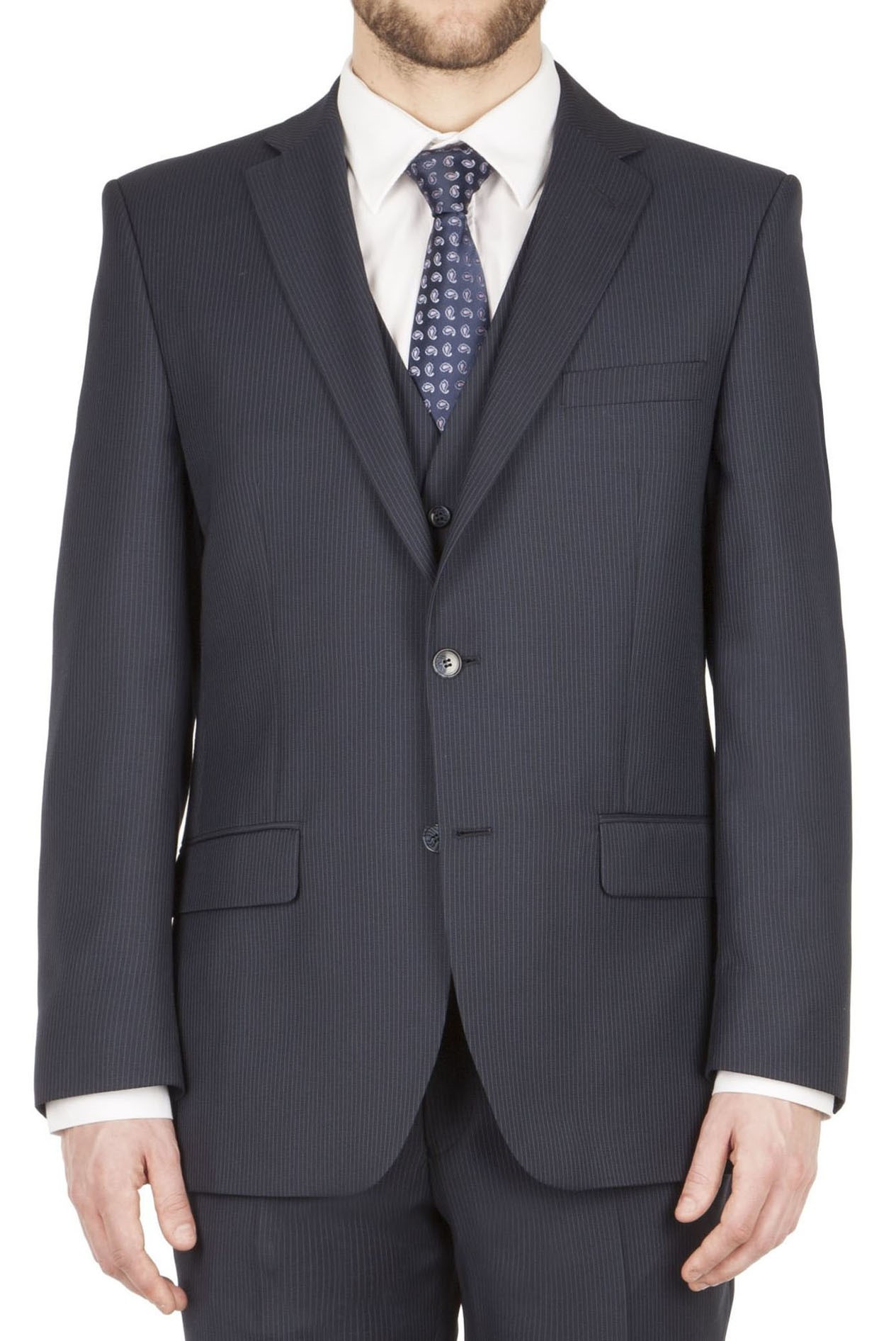 Pierre Cardin Navy Multi Stripe Regular Fit Suit