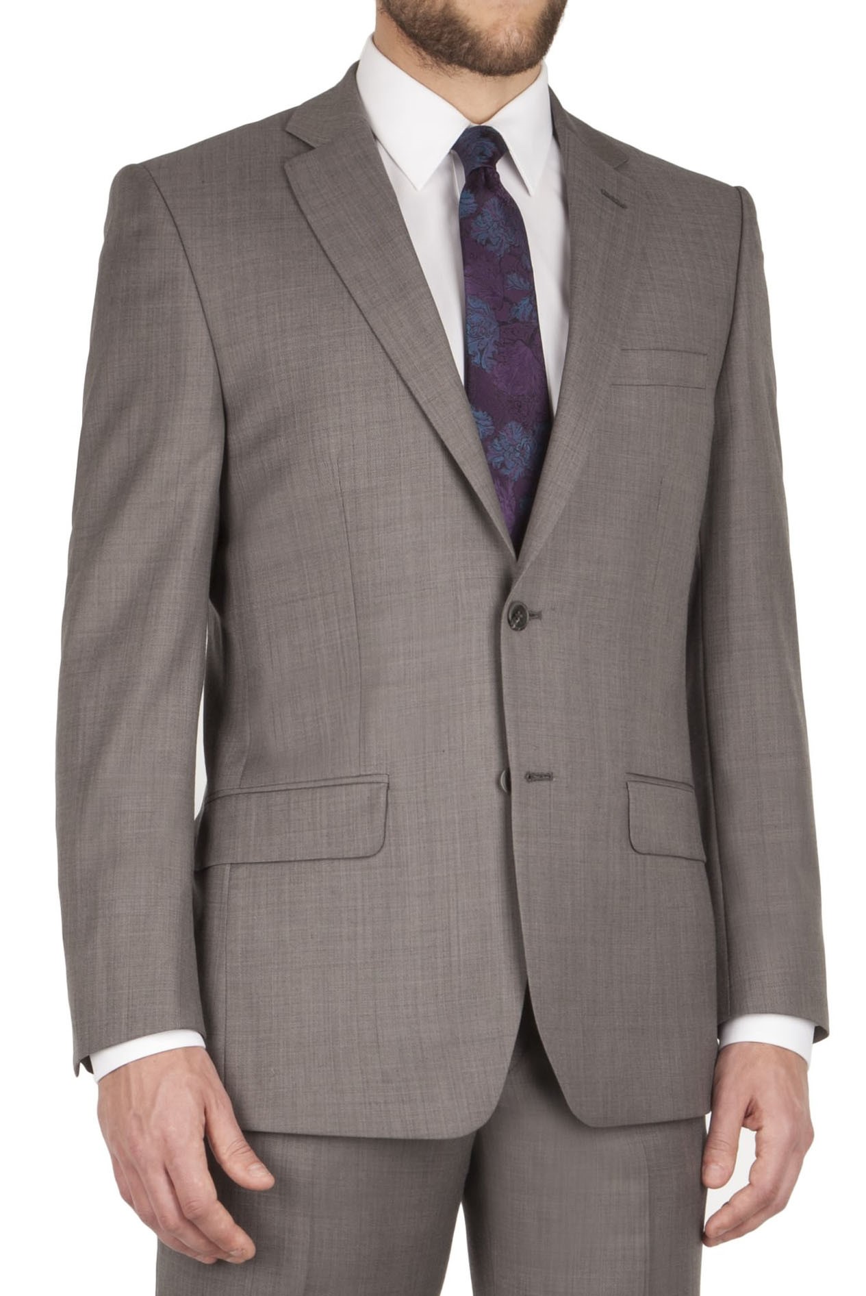 Pierre cardin taupe pick and pick regular fit suit