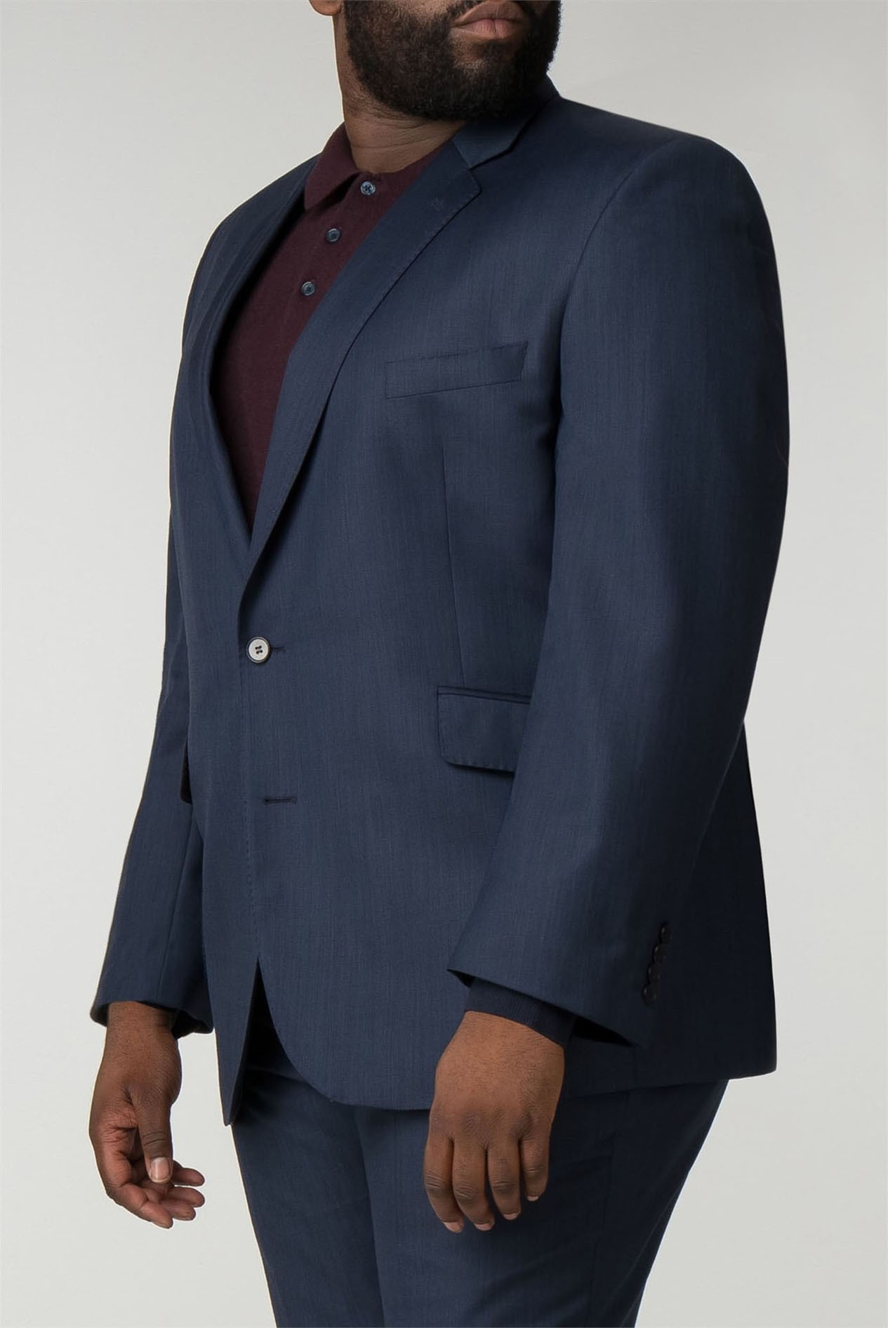 British tailor big+tall blue semi plain regular fit jacket