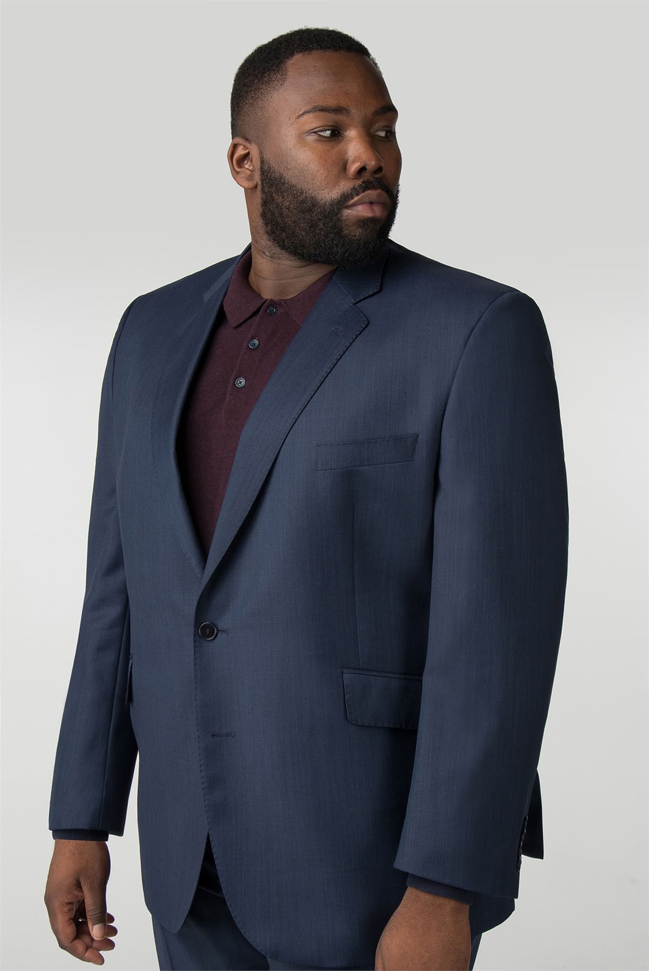 British tailor big+tall blue semi plain regular fit jacket