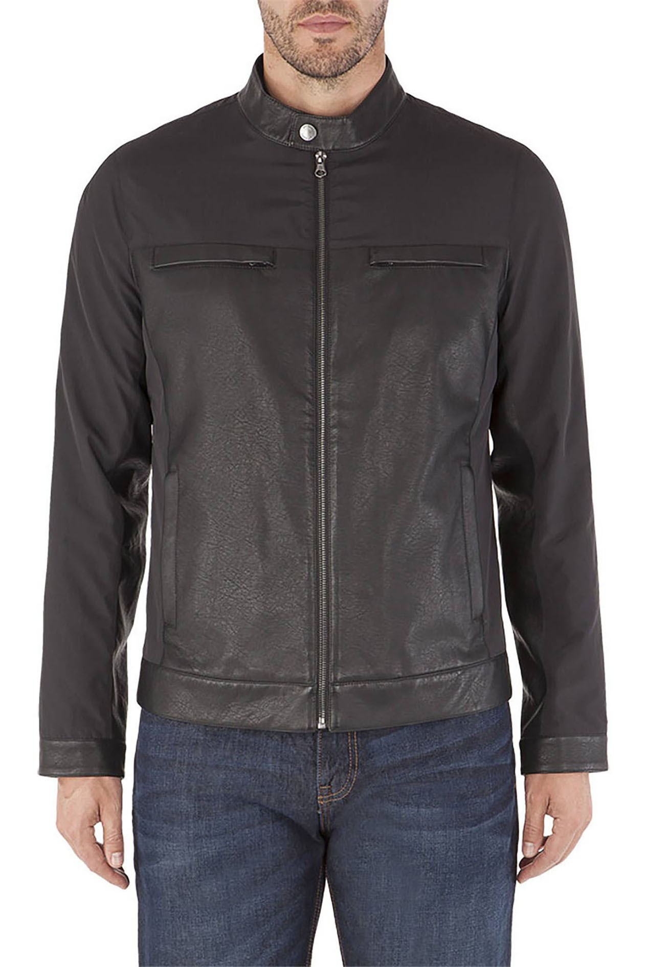 Jeff Banks | Black Biker Jacket for Men | Suit Direct