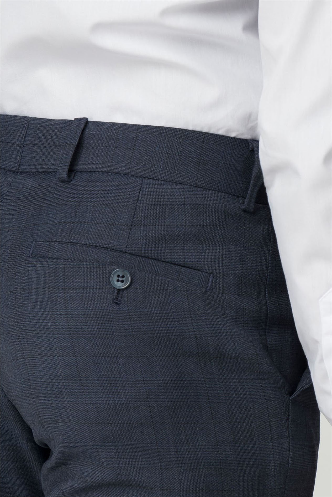  Blue Check Regular Fit Travel Suit Trouser