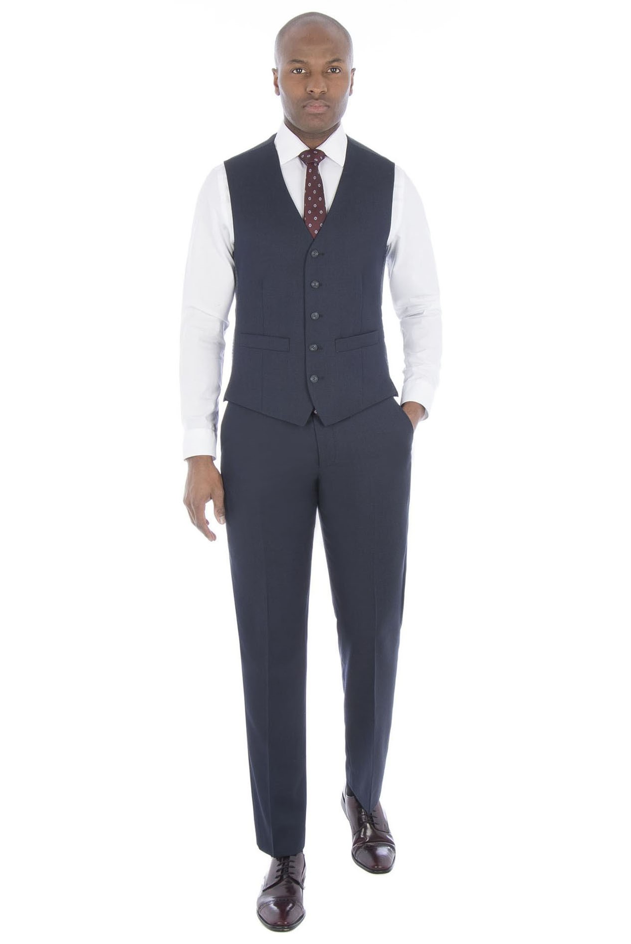 Pierre Cardin Navy Birdseye Regular Fit Waistcoat