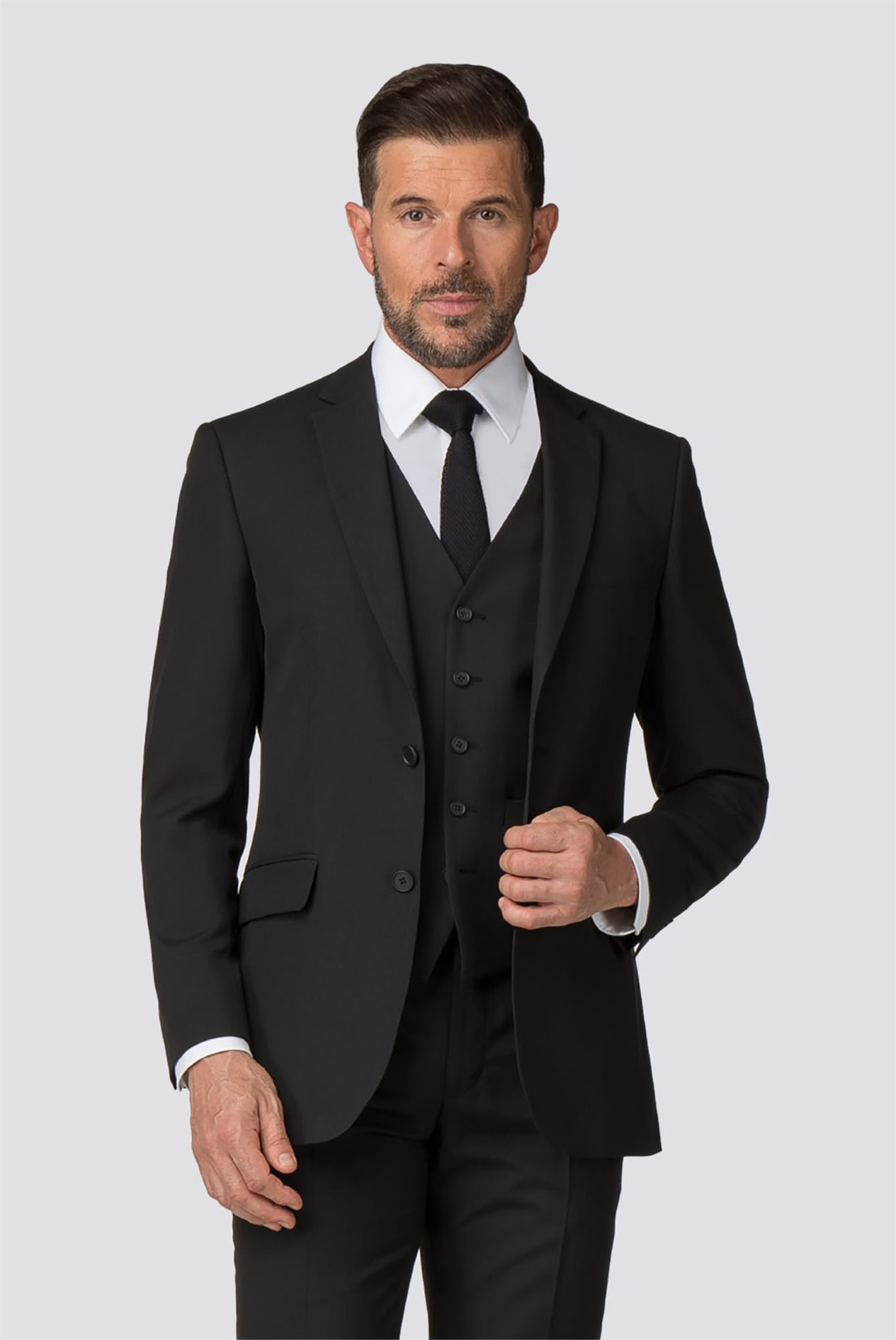 black regular fit suit