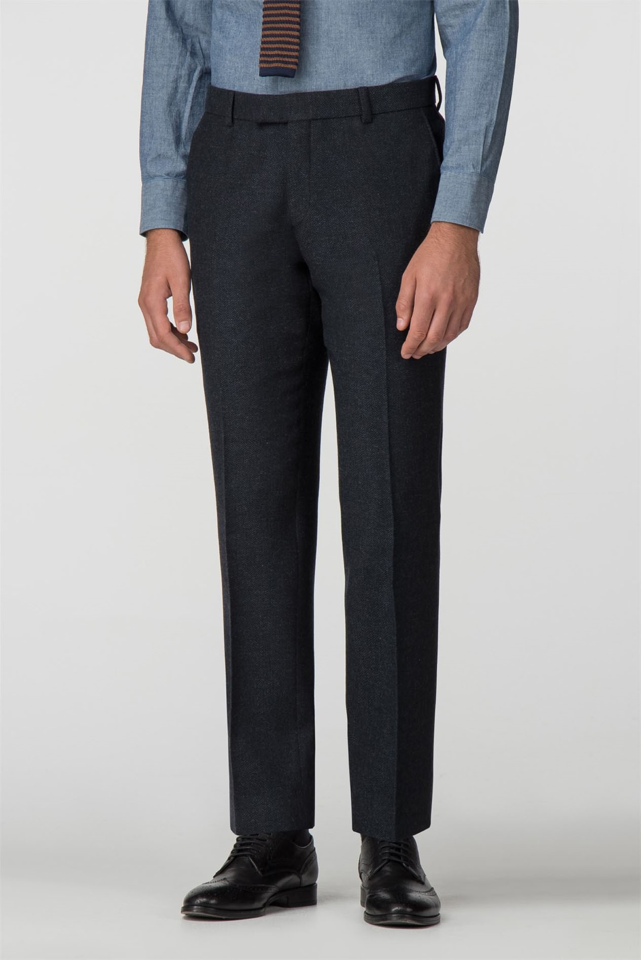 Racing Green | Navy Herringbone Tailored Trouser | Suit Direct