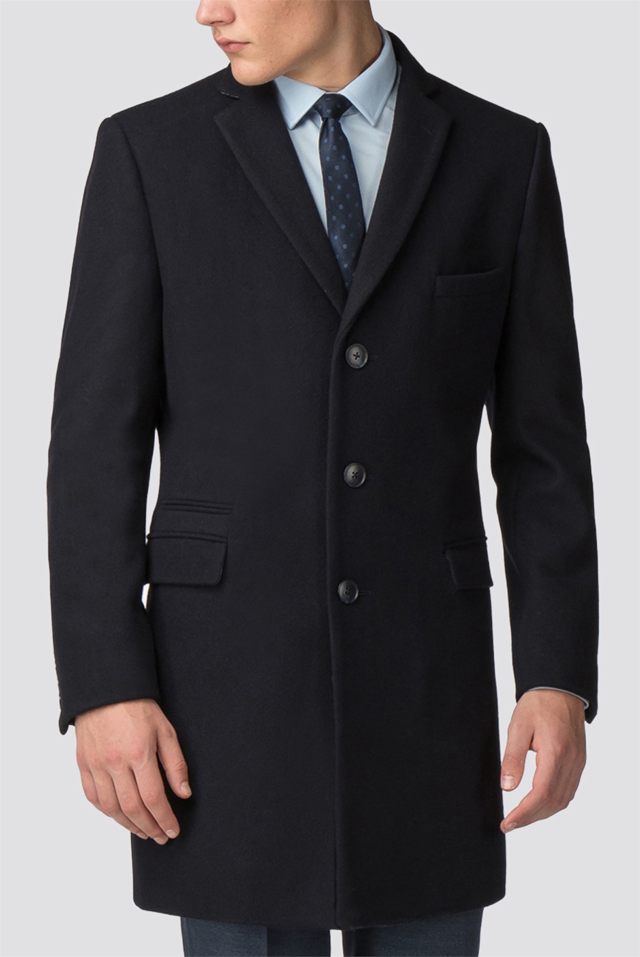 Ben Sherman | Navy Blue Melton Overcoat | SuitDirect.co.uk