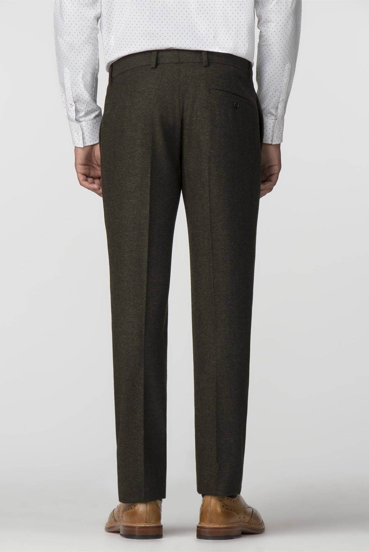 Limehaus Green Donegal Tweed Slim Fit Trousers