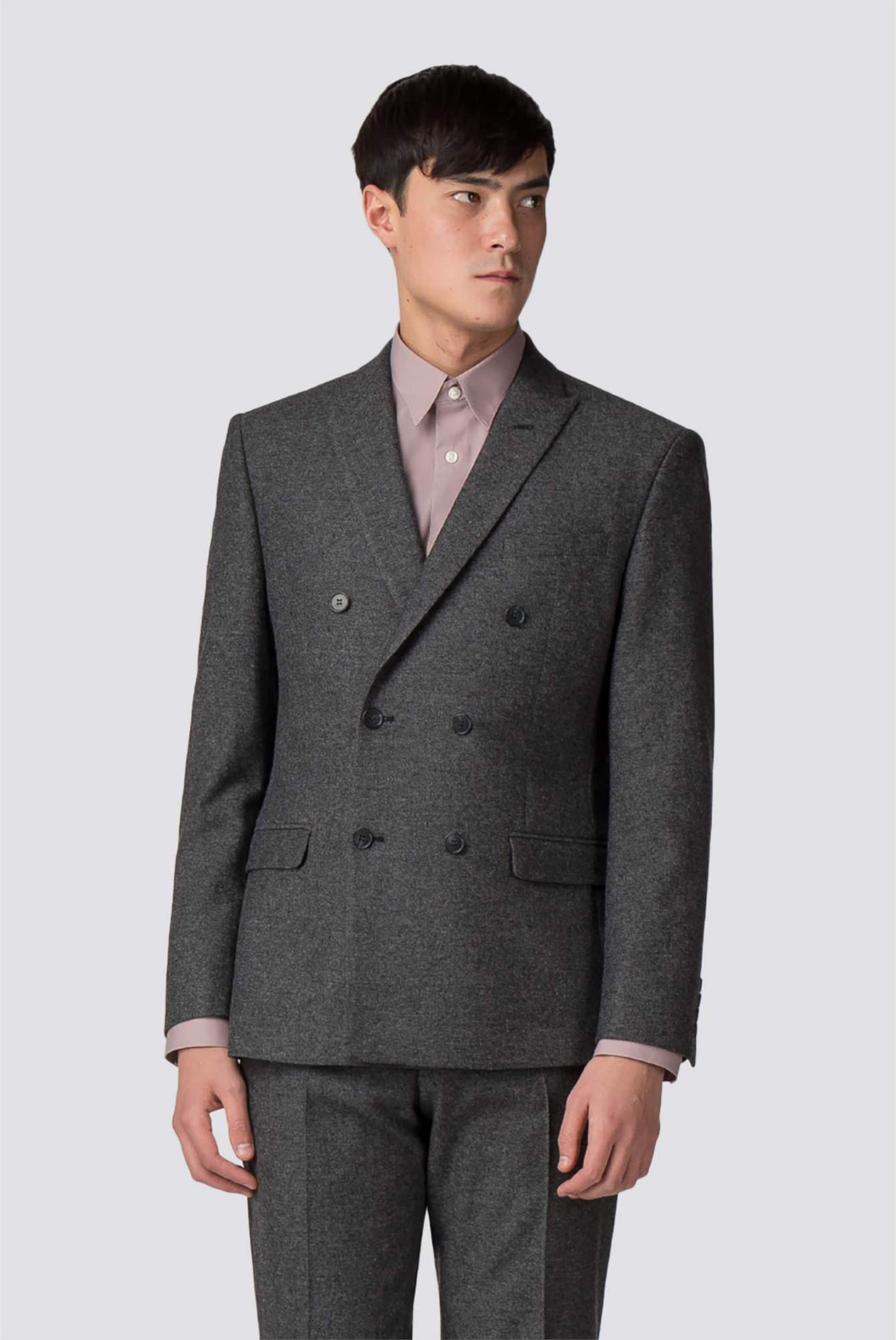 Limehaus grey double breasted slim fit jacket