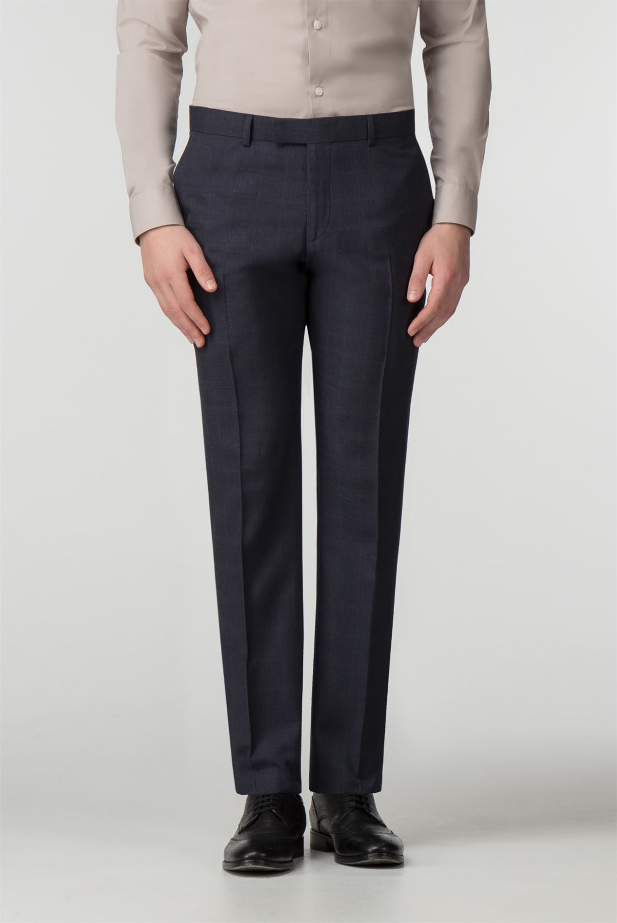 Limehaus Men's Navy Checked Slim Fit Trousers Suit Direct