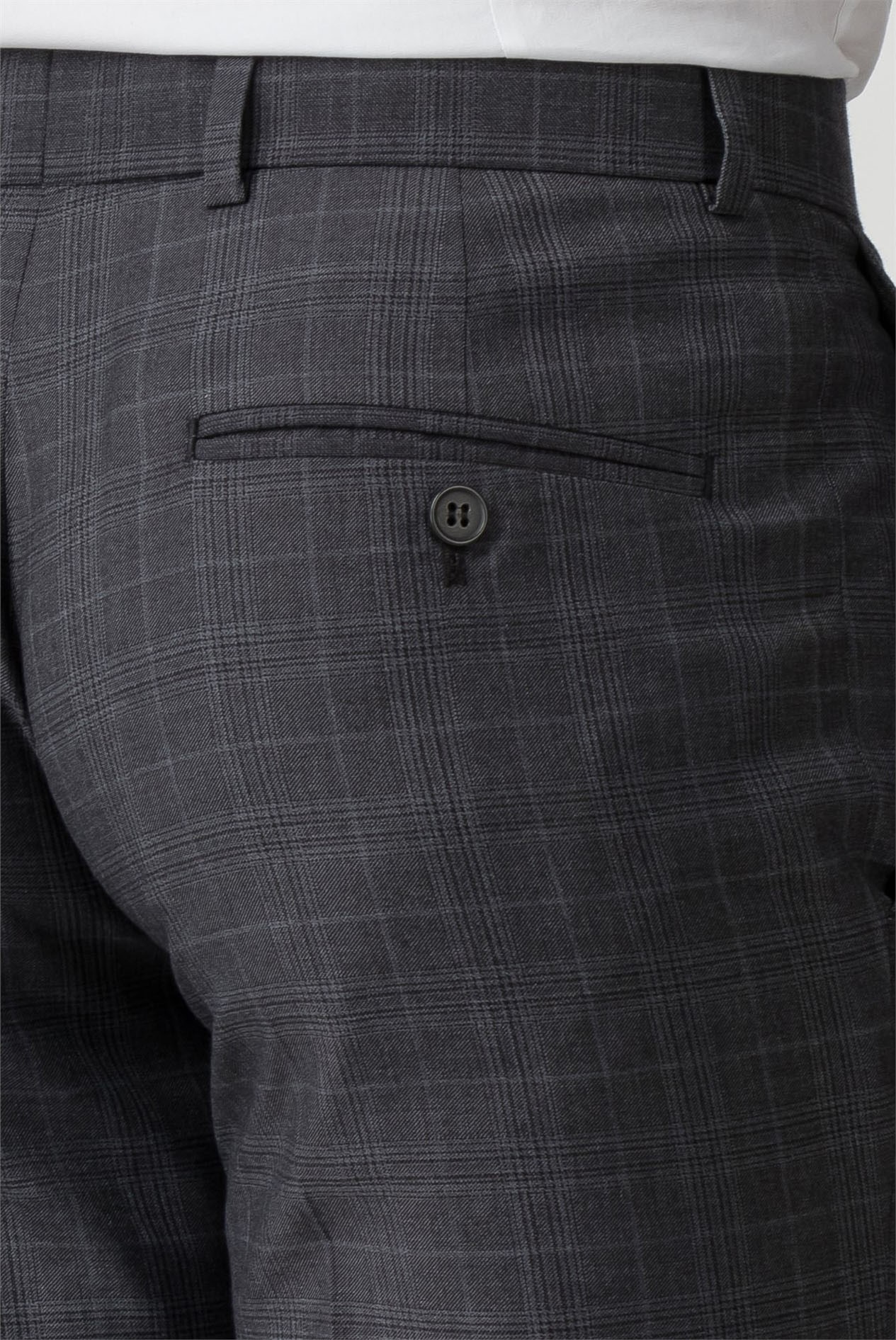  Tailored Fit Charcoal Check Suit Trouser