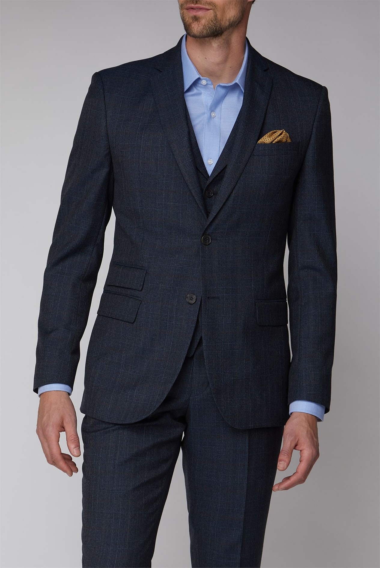 Racing Green | Navy Checked Heritage 3 Piece Suit | Suit Direct