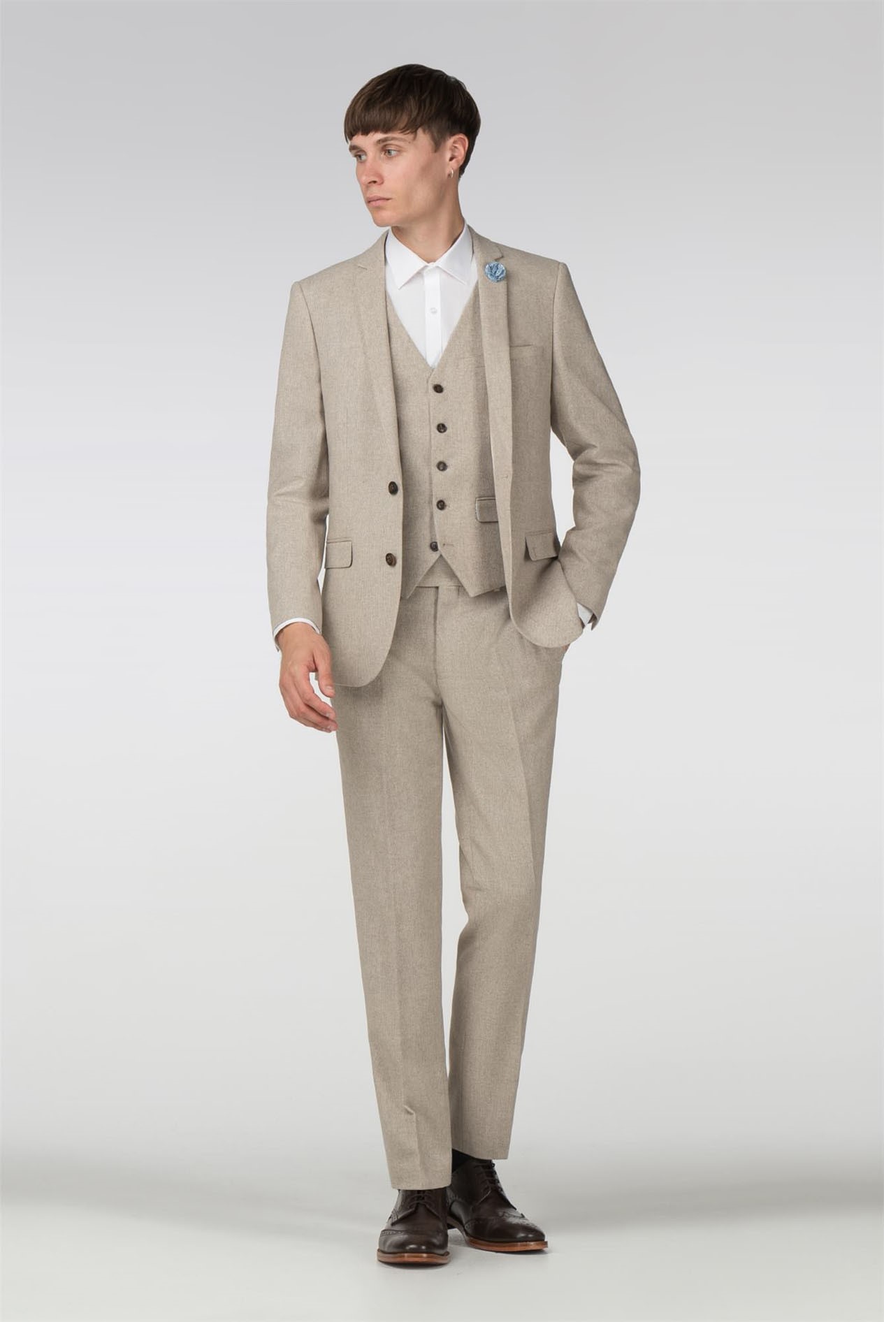 Harry Brown Oatmeal Beige Texture Suit Suit Direct