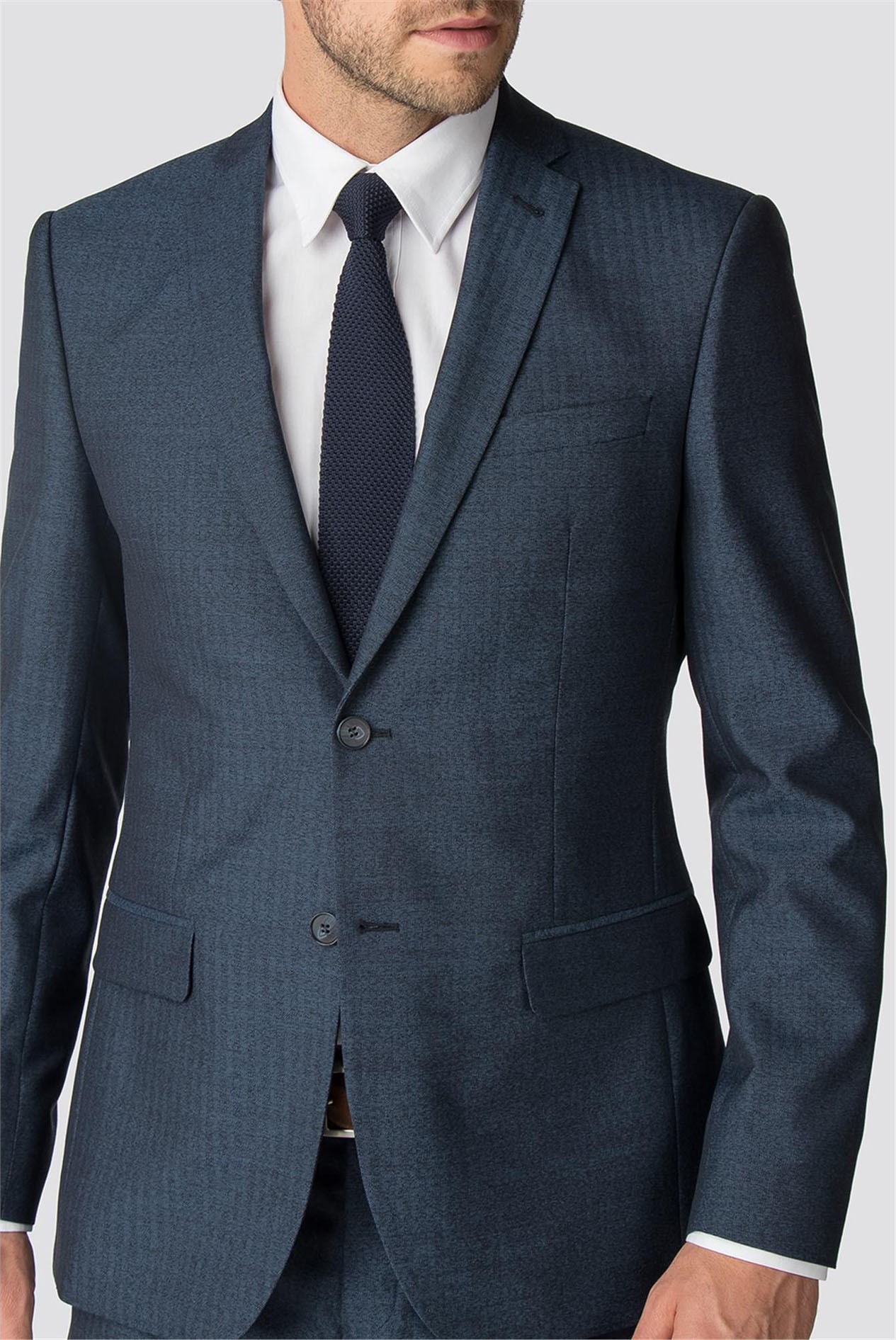 Racing Green | Petrol Blue Herringbone Suit | Suit Direct