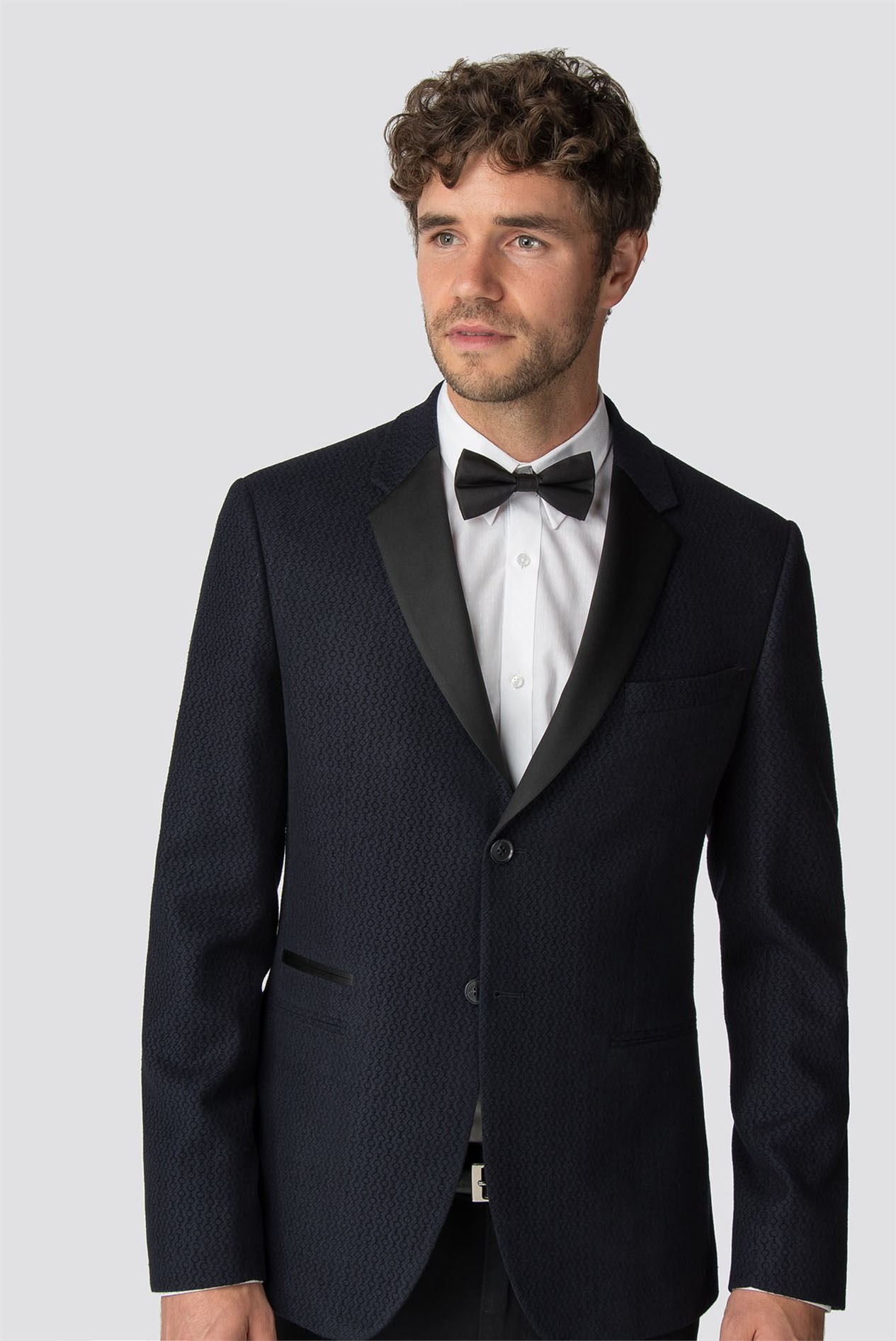 Racing Green | Navy Flocked Tailored Tuxedo Jacket | Suit Direct